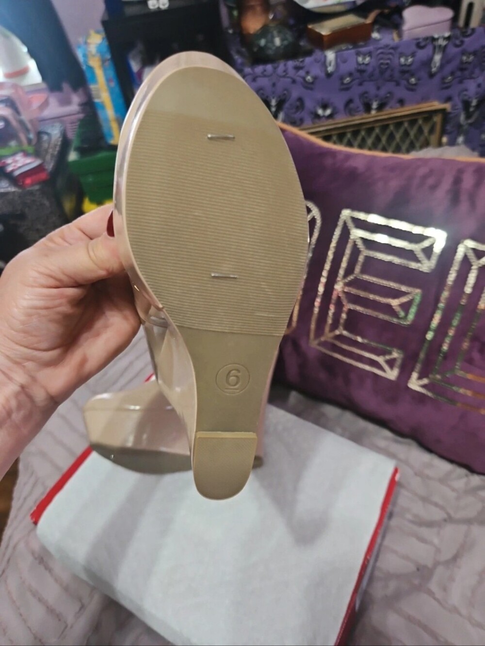 Bethany Mota Nude Patent Platform Wedge Pumps - Picture 7 of 7